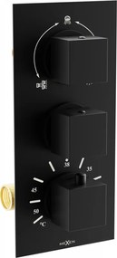 Mexen Cube termostatická vaňovo-sprchová batéria s 3 vývodmi, čierna - 77503-70