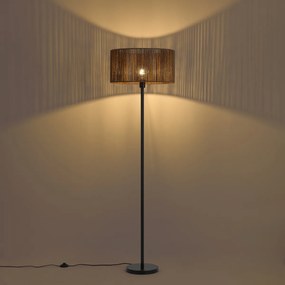 Stojacia lampa čierna s hnedým tienidlom z papierového lana 50/50/25 - Simplo