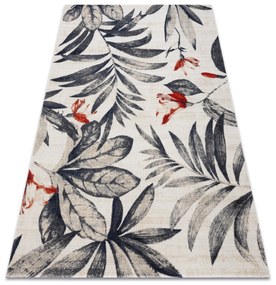 Moderný koberec MUNDO E7181 listy outdoor béžový / modrý