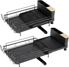 VILDE Odkvapkávač na riad VILDE, nastaviteľná šírka, 48-70 x 32 x 18 cm, čierny