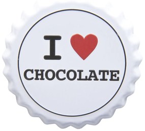 Nástenná plechová cedule I love chocolate - Ø 13 cm