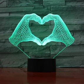 3Dmix 3DL-BTB013 – 3D LED nočná lampa - Srdce z rúk (Bluetooth reproduktor - farba biela)