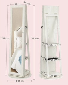 Šperkovnica, otočná o 360°, s odkladacou policou, biela