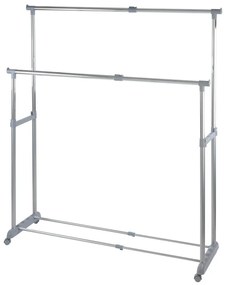 Šedý kovový teleskopický pojazdný stojan na oblečenie Twin - Wenko