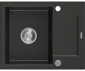 Mexen Enzo - drez granitový 57,6x46,5cm, 1-komorový, čierna-zlatá, 6506571005-75