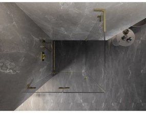Mexen Lunar-F L, 1-krídlový sprchový kút so skladacími dverami, ľavý, 70 x 70 cm, 8mm číre sklo, zlatý matný profil, 836L-070-070-55-00-L