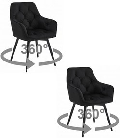 Otočné jedálenské kreslo JORK360 VELVET, čierne