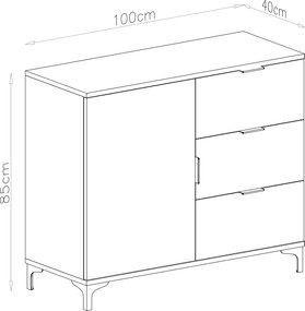 Komoda LANA 03 Elegantný orech -STOJACA KOMODA SO ZÁSUVKAMI