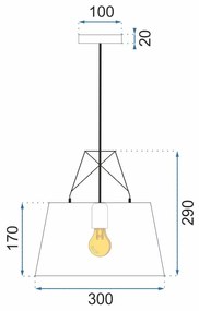 Toolight, závesná kovová stropná lampa 1xE27 APP423-1CP, biela, OSW-00553