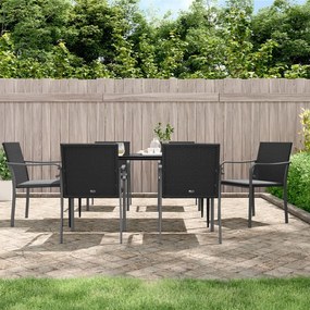 Záhradné stoličky s vankúšmi 6 ks čierne 56x59x84 cm polyratan 3187076