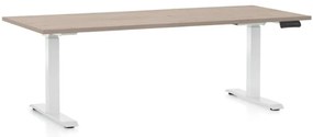 Výškovo nastaviteľný stôl OfficeTech C, 180 x 80 cm, biela podnož, dub