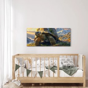 Obraz - Korytnačka a horská krajina (120x50 cm)