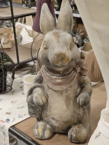 Šedohnedá dekoratívna figúrka králik s košíčkom - 22*19*41 cm