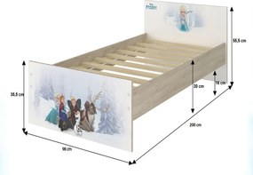 Detská posteľ MAX - 200x90 cm - RUŽOVÁ BALETKA - nórska borovica