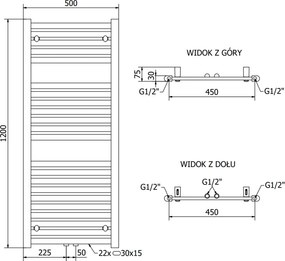 Mexen Hades, vykurovacie teleso 1200 x 500 mm, 562 W, antracitová, W104-1200-500-00-66