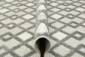 Šnúrkový koberec Stella D418A - Romby Aztec sivý / strieborný