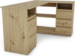 Rohový písací stôl Carlos, dub artisan