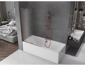 Mexen Velar L, 2-krídlová posuvná vaňová zástena 110 x 150 cm, 8mm sklo námraza, ružové zlato, 896-110-003-31-60