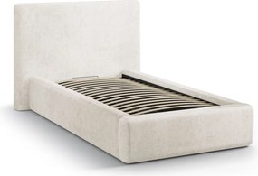 Krémovobiela čalúnená jednolôžková posteľ s úložným priestorom s roštom 90x200 cm Amy – Micadoni