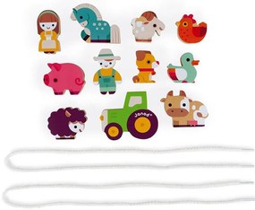 Drevená prevliekačka Farma - 11 ks