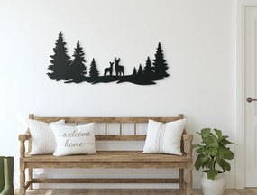 drevko Drevená nálepka Jelene v lese Rozmer obrazu: 28,5 x 65 cm, Farba dekorácie: Čierna