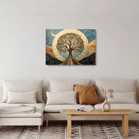 Sklenený obraz – Strom života a špirály (70x50 cm)