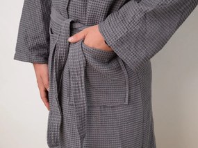 Vaflový župan s kapucňou SPAFFLE, sivý Veľkosť: L/XL