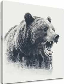 Obraz na plátne Medveď v hmle - motív lesa