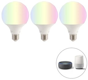 Sada 3 inteligentných E27 RGBW LED žiaroviek G95 11W 1050lm 2200-4000K