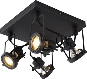 Priemyselné bodové svetlo čierne 4-žiarovkové - Suplux