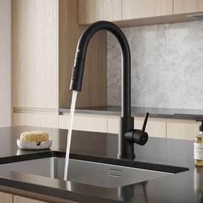 Rea Fresh Touch, vysoká kuchynská batéria s výsuvnou 2-funkčnou spŕškou, čierna matná, REA-B6734