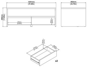 Biely/v prírodnej farbe konferenčný stolík 60x120 cm Next – Tvilum