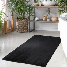Dekorstudio Kožušinový koberec do kúpeľne TOPIA mats - čierny Rozmer koberca: 50x90cm