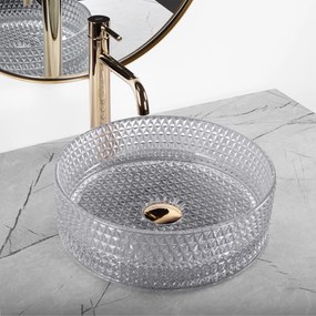 Rea Cristal, sklenené umývadlo na dosku 355 x 355 x 115 mm, dymové sklo, REA-U9615