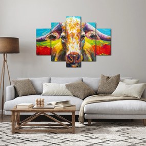 Obraz - Maľovaná krava (150x105 cm)