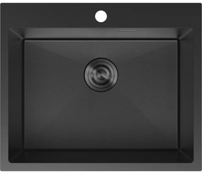 Mexen Solix, 1-komorový nerezový drez 600 x 500 mm, čierna, vzor voština, 6408601000-70HC
