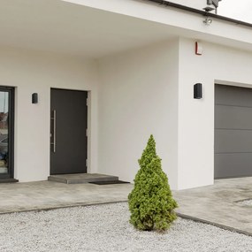 Exteriérové nástenné svietidlo Ovalis, 1x čierne hliníkové tienidlo, (15 cm)