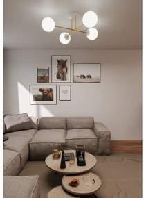 Luster na tyči MAGNUM 4xE14/10W/230V biela/zlatá