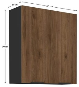 Horná kuchynská skrinka Monzesa 80 G 90 2F (orech okapi + čierna) . Vlastná spoľahlivá doprava až k Vám domov. 1096948