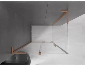 Mexen Velar L, sprchový kút s posuvnými dverami 90 x 80 cm, 8mm číre sklo, medená matná, 871-090-080-03-65