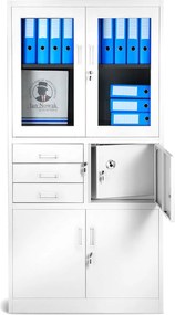 Kovová skriňa Filip s trezorom: biela 90x185 cm (991)