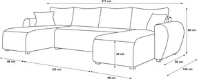 Rozkladacia obojstranná sedacia súprava do U SEVIO 311x145 cm, sivá + 2 vankúšiky ZDARMA