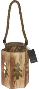 Drevený lampáš Paulownia Tree, 14 x 16 x 23 cm