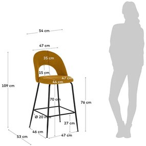 Barová stolička mahalia 63 cm horčicová MUZZA