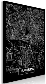 Artgeist Obraz - Dark Map of Hamburg (1 Part) Vertical Veľkosť: 20x30, Verzia: Na talianskom plátne