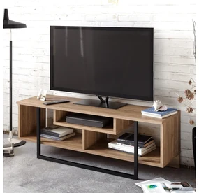 TV stolík/skrinka Aslana 120 (orech + čierna). Akcia -19%. Vlastná spoľahlivá doprava až k Vám domov. 1101382