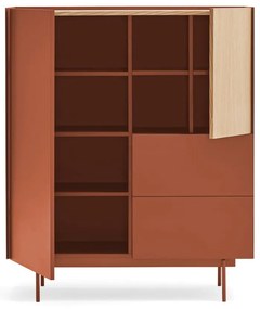 Vysoká komoda v dekore duba v tehlovo-prírodnej farbe 100x120 cm Otto – Teulat