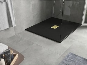 Mexen Hugo, obdĺžniková sprchová vanička SMC 110 x 100 cm, čierna, zlatá krytka, 42701011-G