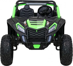 Ramiz Silná pretekárska štvorkolka pre 2 deti Zelená + Bezkartáčový motor + Nafukovacie kolesá + LED zvuk