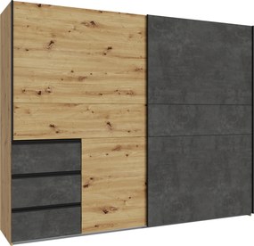 XXXLutz ŠAT. SKRIŇA S POSUV. DVERAMI, tmavosivá, dub artisan, 250/200/61 cm Carryhome - Skrine - 000687045707